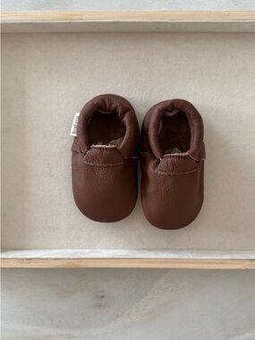 Mepiq Brown Genuine Leather Baby Moccasins Shoes 0-6M Soft Sole